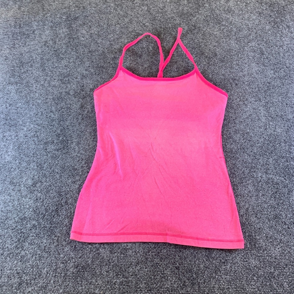 Lululemon Power Y Tank Top Womens XS Pink Built In Shield Bra Racerback Yoga